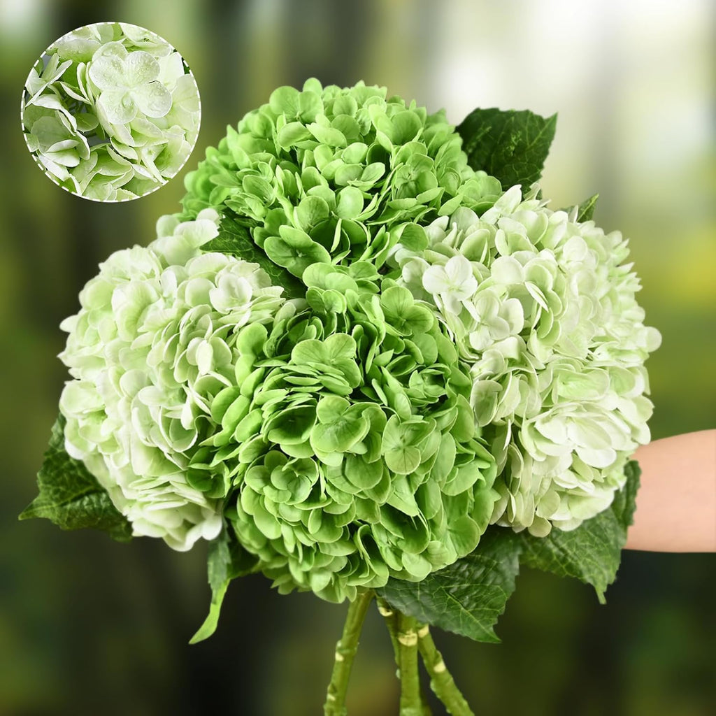 Waipfaru 21" Real Touch Blue Hydrangea Artificial Flowers with Long Stem & Leaves, Full Latex Faux Hydrangea Flowers for Home Decor Party Floral Arrangements Wedding Bouquets Centerpieces, 3Pcs