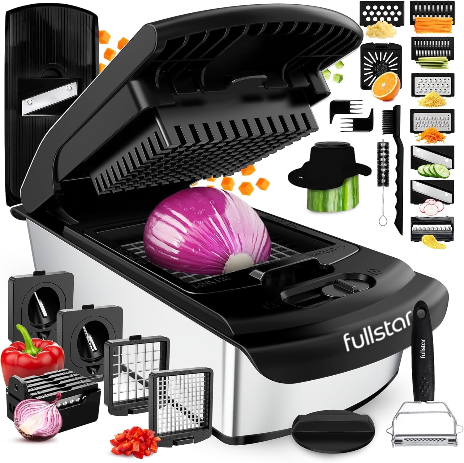 Fullstar The Original Pro Chopper - Vegetable Chopper and Spiralizer, Food Chopper with Container, Fruit Slicer, Kitchen Gadgets & Accessories, Home Essentials (2 in 1, Black)
