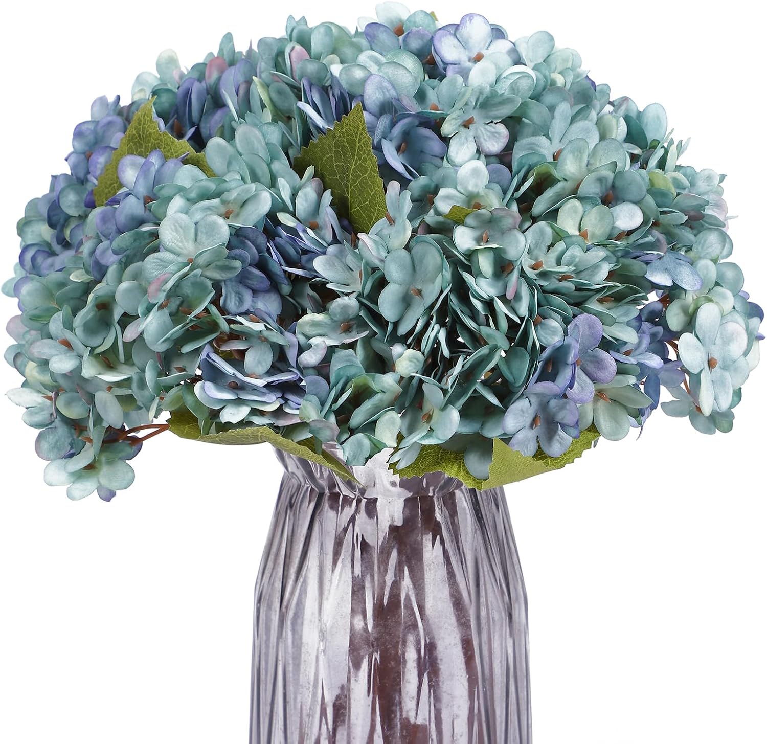 Kimura's Cabin 6pcs Blue Hydrangea Artificial Flowers Silk Fake Hydrangea Flowers with Stems Faux Hydrangeas for Wedding Bouquets Arrangement Home Table Centerpieces Baby Shower Party Decoration