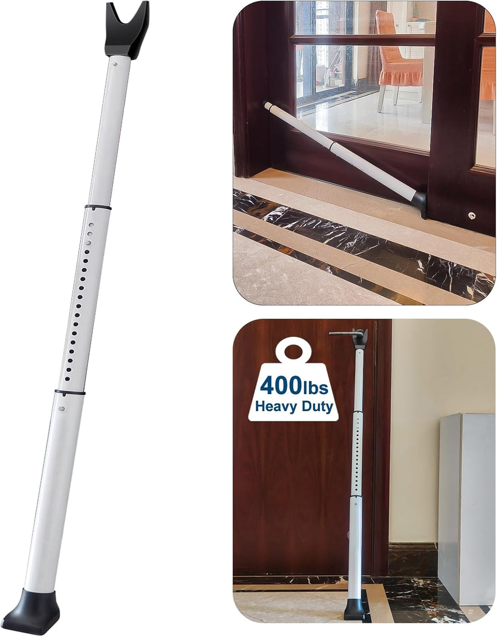 Rerishom Door Security Bar, Door Stoppers Security bar,Heavy Duty Door Lock Security Door Jammer Door Stopper for Apartment, Hotel Room,Screen Door Hardware, Gate Lock Bar, 2 Pack