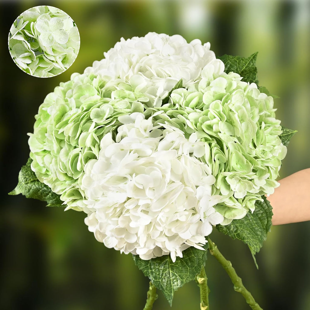 Waipfaru 21" Real Touch Blue Hydrangea Artificial Flowers with Long Stem & Leaves, Full Latex Faux Hydrangea Flowers for Home Decor Party Floral Arrangements Wedding Bouquets Centerpieces, 3Pcs
