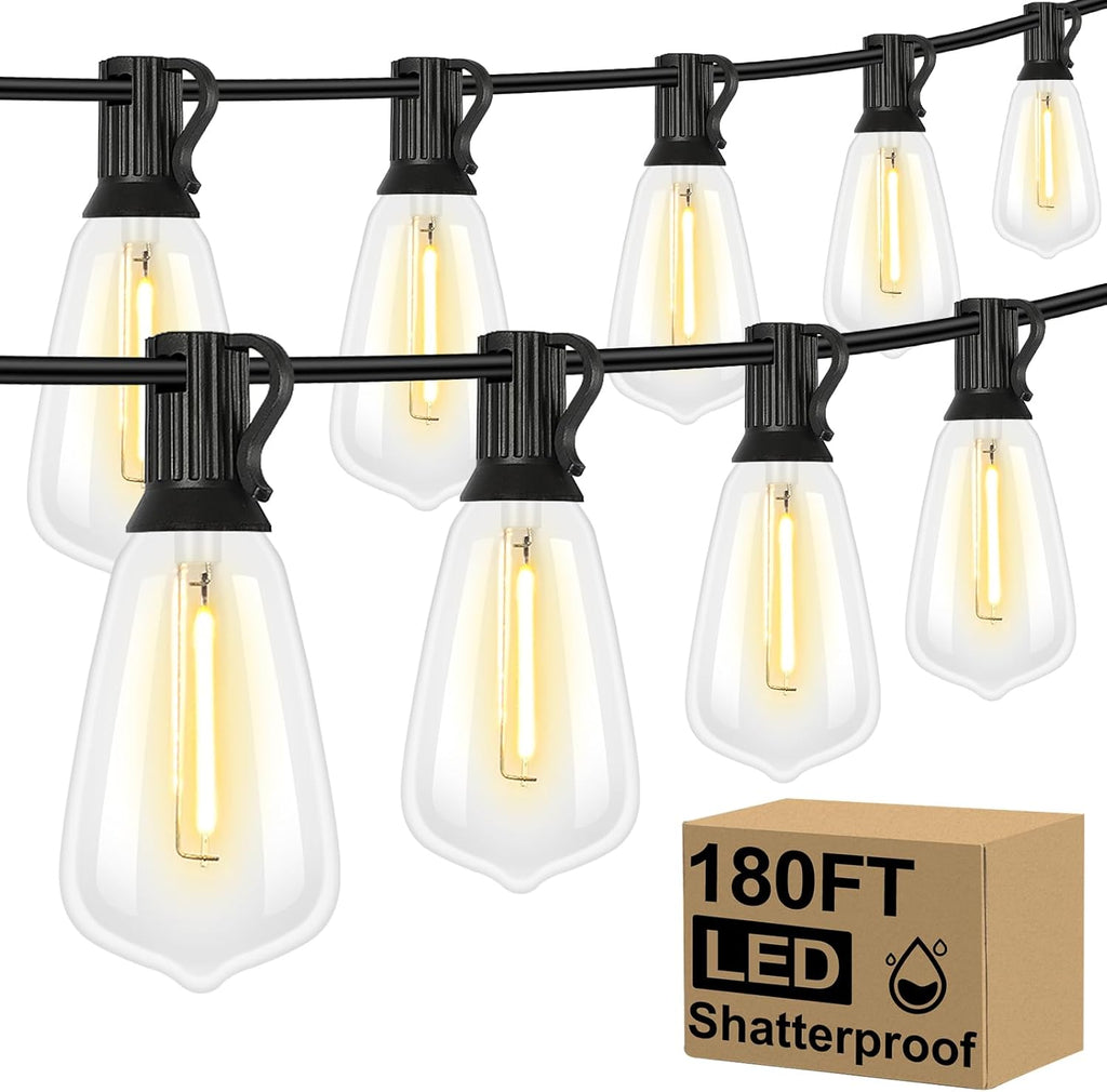 100FT Outdoor LED String Lights with 52 Shatterproof Vintage Edison Bulbs, Waterproof Dimmable Patio Lighting