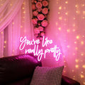 Hello Gorgeous Neon Sign Hello Beautiful Pink LED Neon Lights for Home Wedding Birthday Backdrop Bacelorette Party Wth Dimmable Switch(5V,16.5X10.6inches)