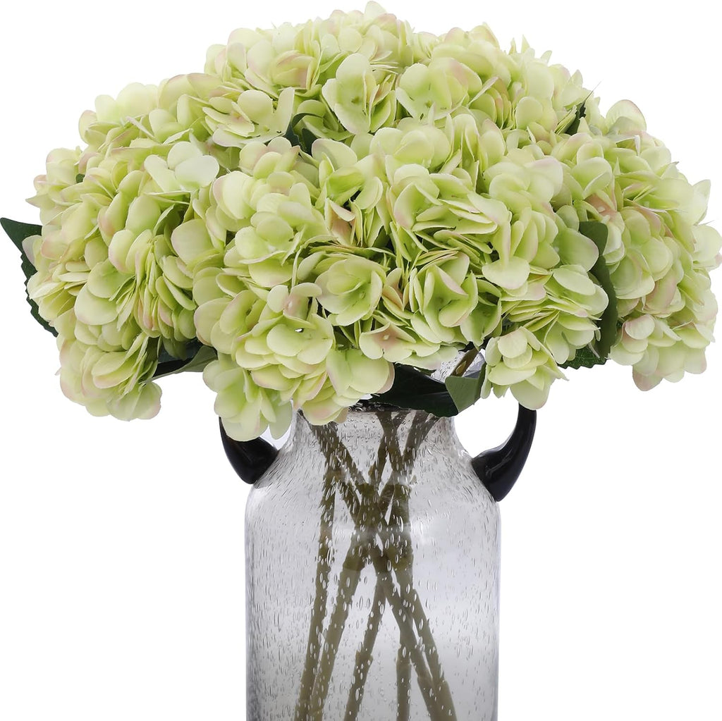 Kimura's Cabin 6pcs Blue Hydrangea Artificial Flowers Silk Fake Hydrangea Flowers with Stems Faux Hydrangeas for Wedding Bouquets Arrangement Home Table Centerpieces Baby Shower Party Decoration