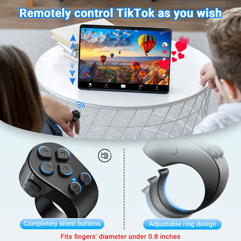 Wireless Scrolling Ring Remote Control Page Turner for Smartphones and E-Book Applications