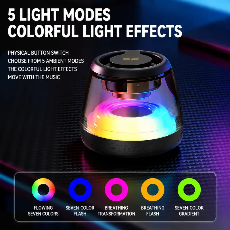 Mini Bluetooth 6.0 Speaker with RGB Light Show, TWS Stereo and Magnetic Design