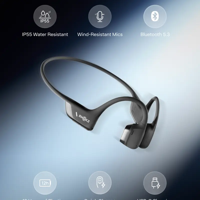 Open Ear Bone Conduction Sport Headphones with Dual-Driver Sound and 12H Battery
