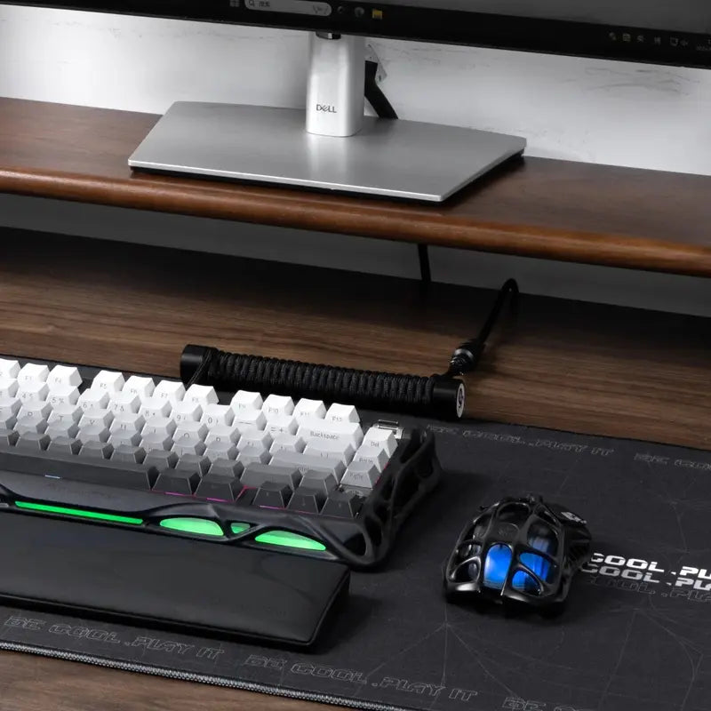 Coiled Aviator USB Cable - TPU+EVA Mesh, Spiral Structure for Mechanical Keyboards