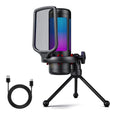 USB Condenser Streaming Gaming Microphone for PC, PS4/PS5 - RGB Lighting, 1-Tap Mute