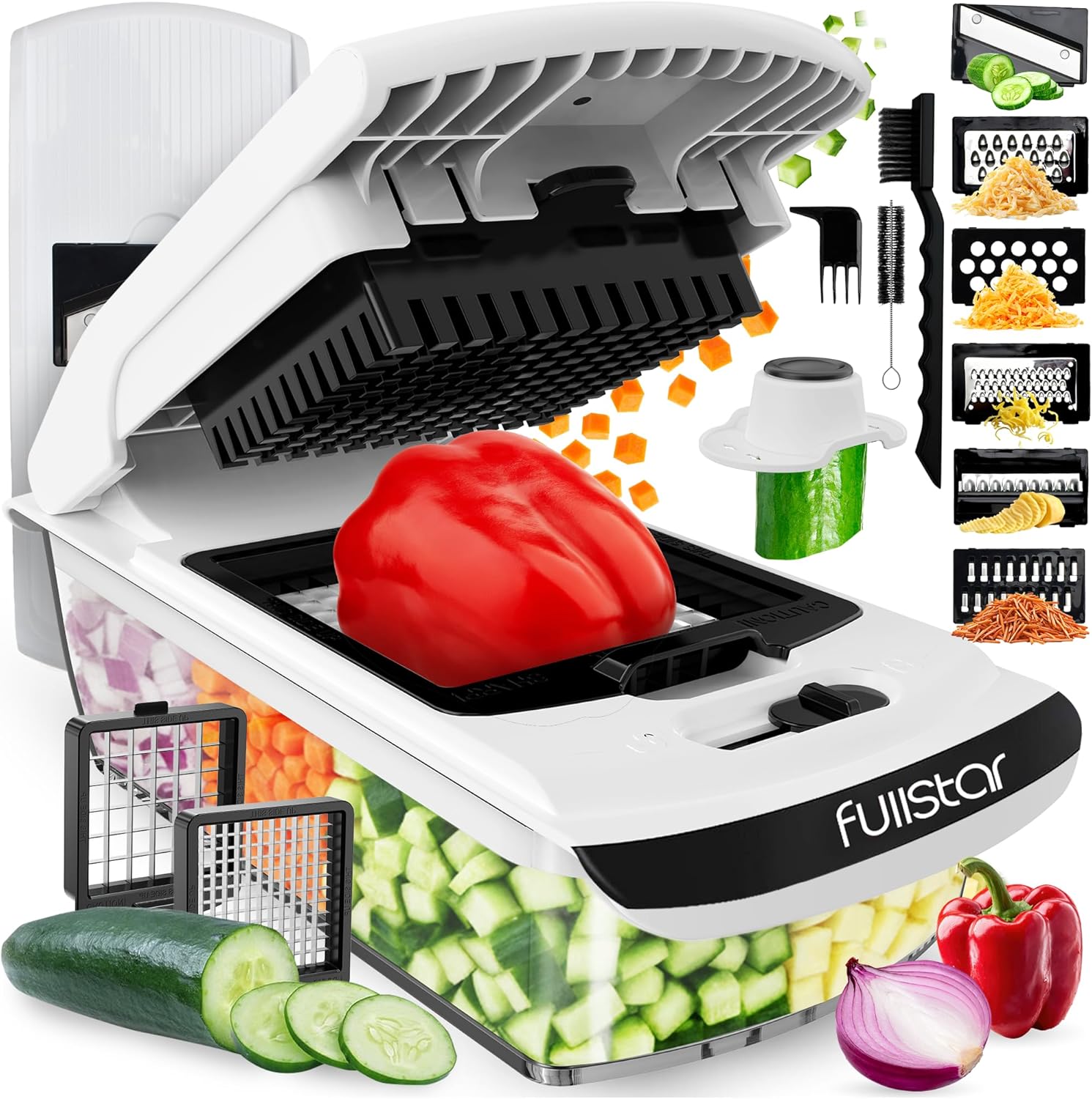 Fullstar The Original Pro Chopper - Vegetable Chopper and Spiralizer, Food Chopper with Container, Fruit Slicer, Kitchen Gadgets & Accessories, Home Essentials (2 in 1, Black)