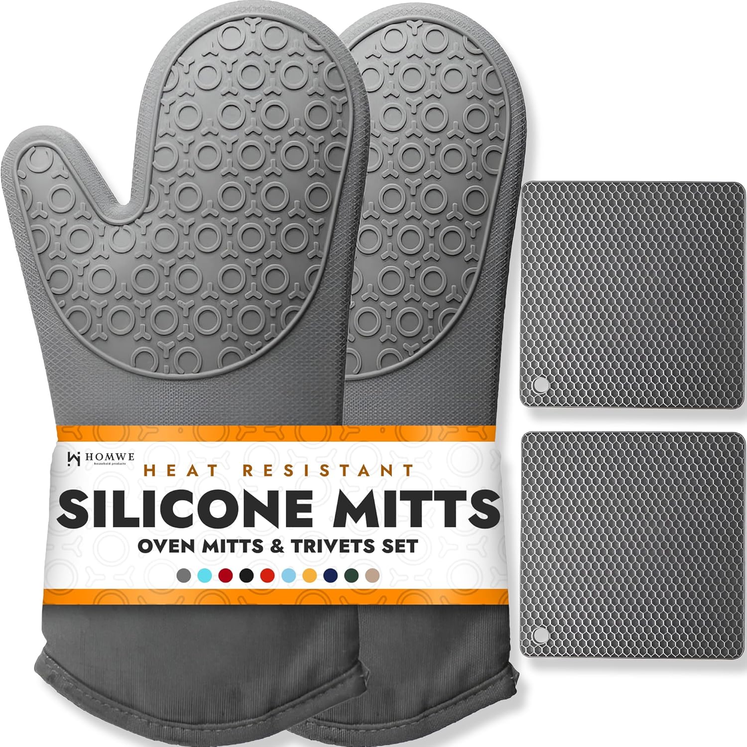 BPA-Free Soft Silicone Oven Mitts - Ultra Heat Resistant Oven Mitts with Thick Cotton Liner - Long Slip Resistant Pot Holders, Flexible Oven Gloves - Royal Blue 13.7"