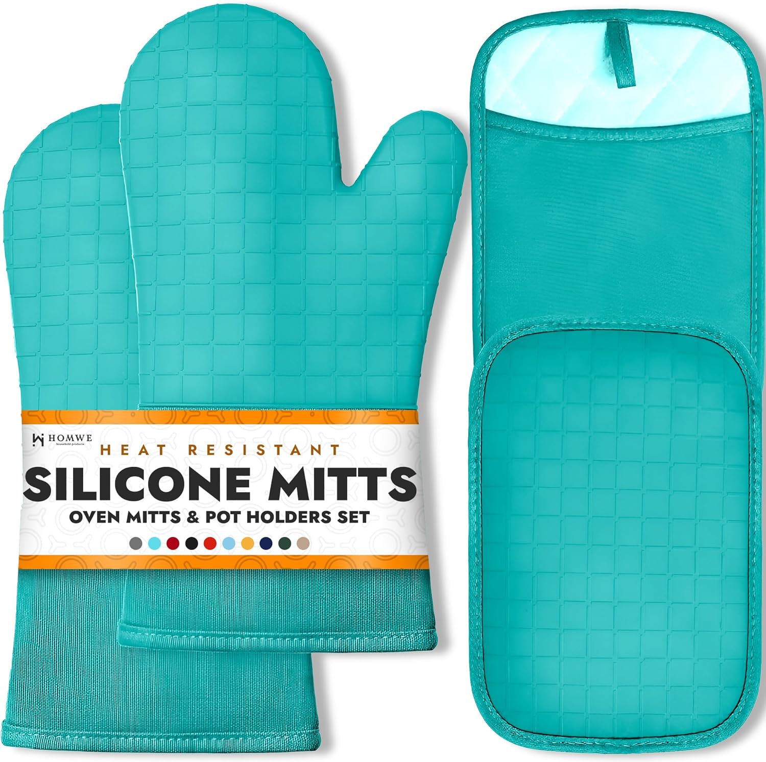 BPA-Free Soft Silicone Oven Mitts - Ultra Heat Resistant Oven Mitts with Thick Cotton Liner - Long Slip Resistant Pot Holders, Flexible Oven Gloves - Royal Blue 13.7"