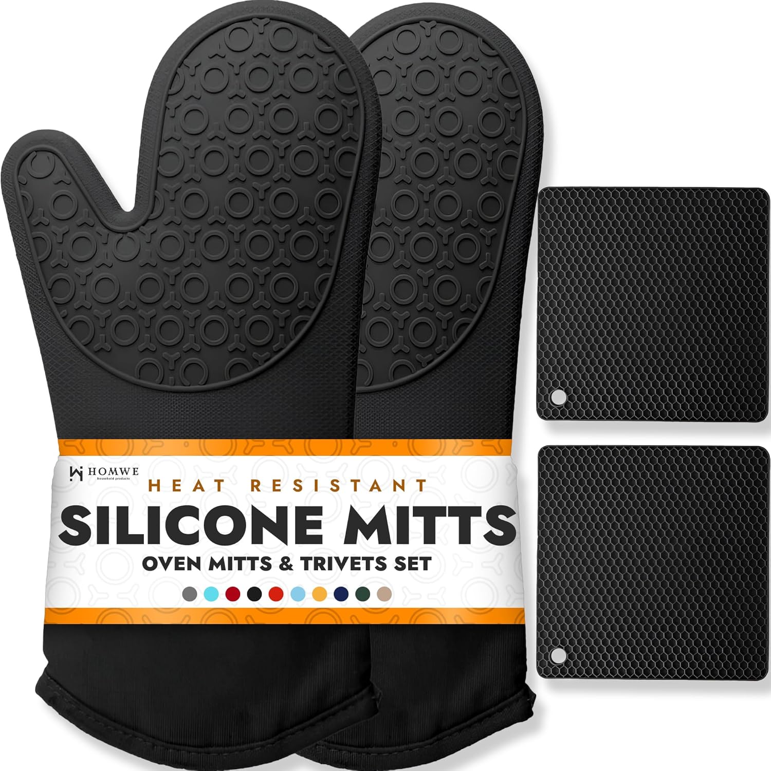 BPA-Free Soft Silicone Oven Mitts - Ultra Heat Resistant Oven Mitts with Thick Cotton Liner - Long Slip Resistant Pot Holders, Flexible Oven Gloves - Royal Blue 13.7"