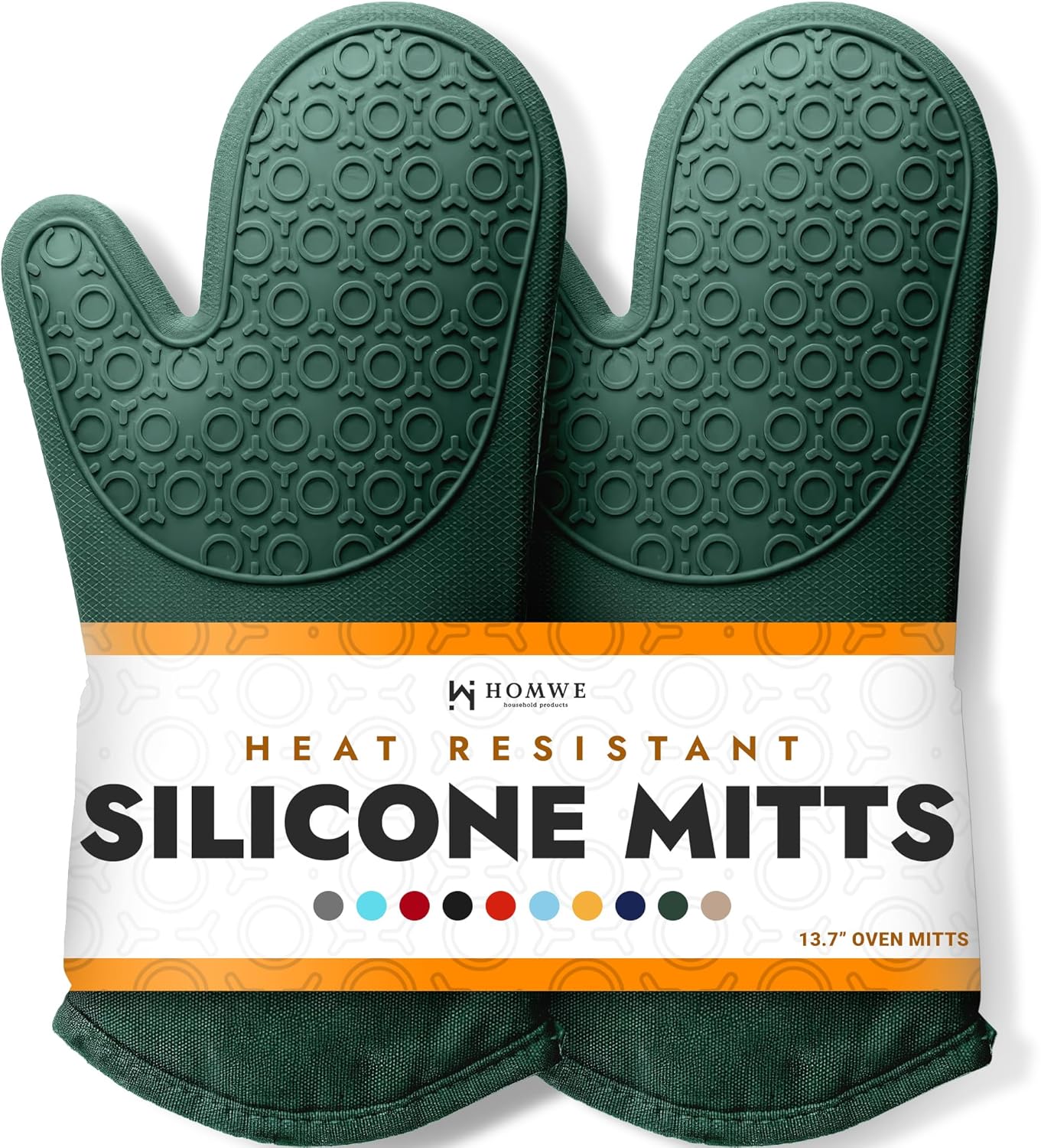 BPA-Free Soft Silicone 4 Piece Oven Mitts & Trivets Set - Ultra Heat Resistant Oven Mitts with Thick Cotton Liner - Long Slip Resistant Pot Holders, Flexible Oven Gloves - Royal Blue
