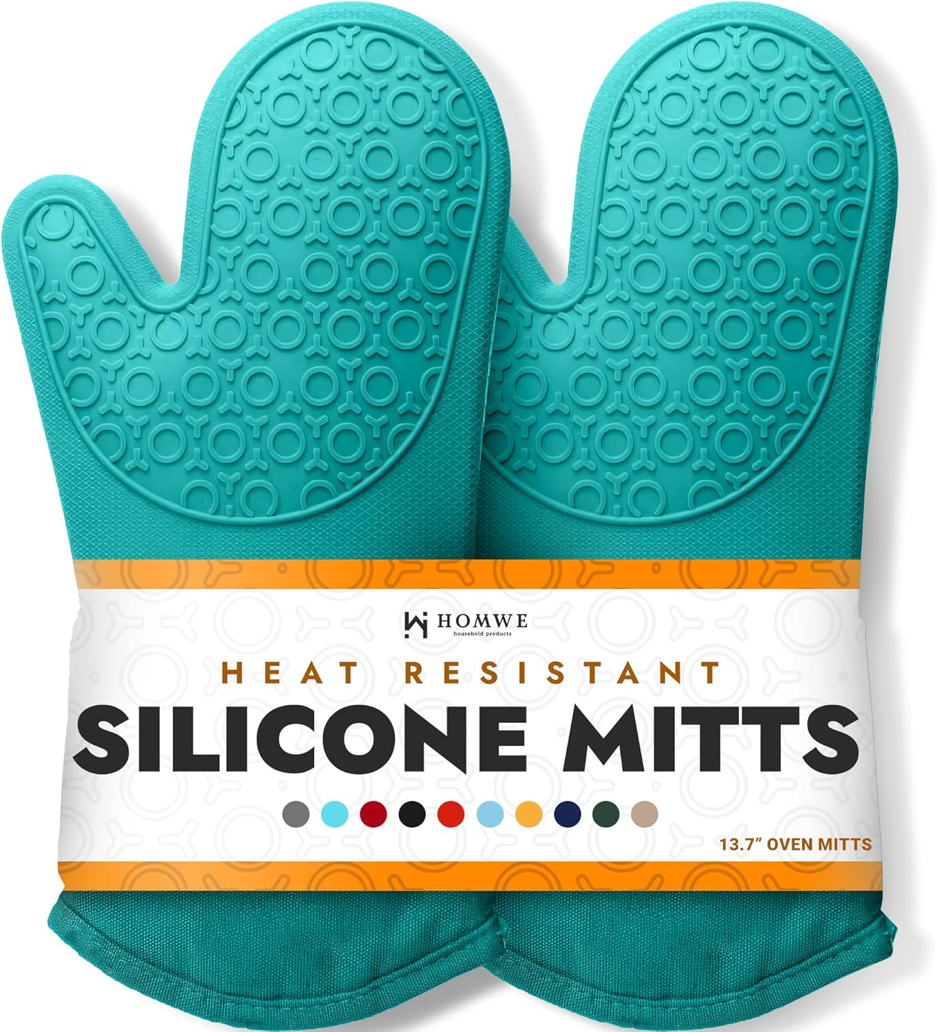 BPA-Free Soft Silicone 4 Piece Oven Mitts & Trivets Set - Ultra Heat Resistant Oven Mitts with Thick Cotton Liner - Long Slip Resistant Pot Holders, Flexible Oven Gloves - Royal Blue