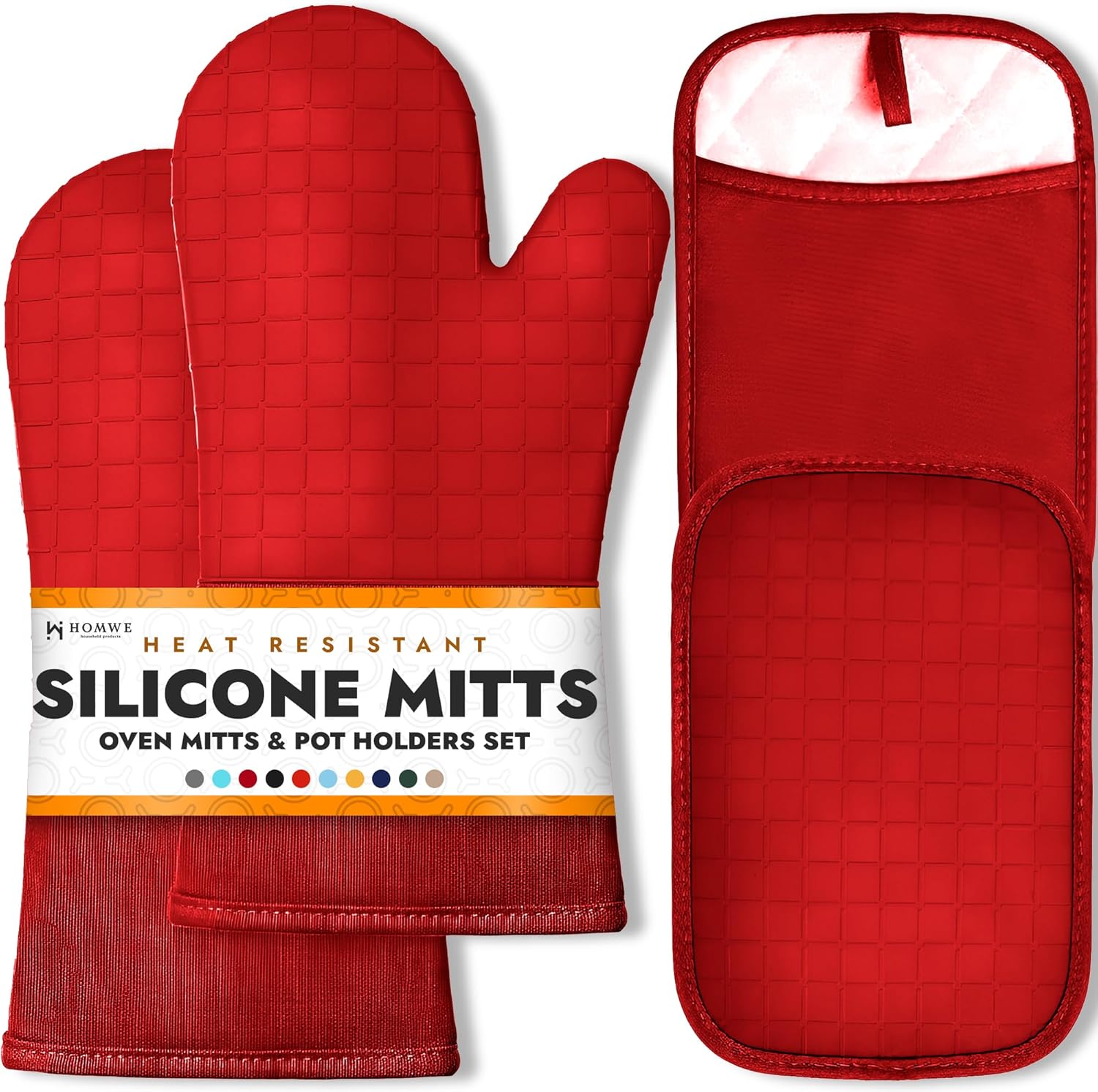 BPA-Free Soft Silicone Oven Mitts - Ultra Heat Resistant Oven Mitts with Thick Cotton Liner - Long Slip Resistant Pot Holders, Flexible Oven Gloves - Royal Blue 13.7"