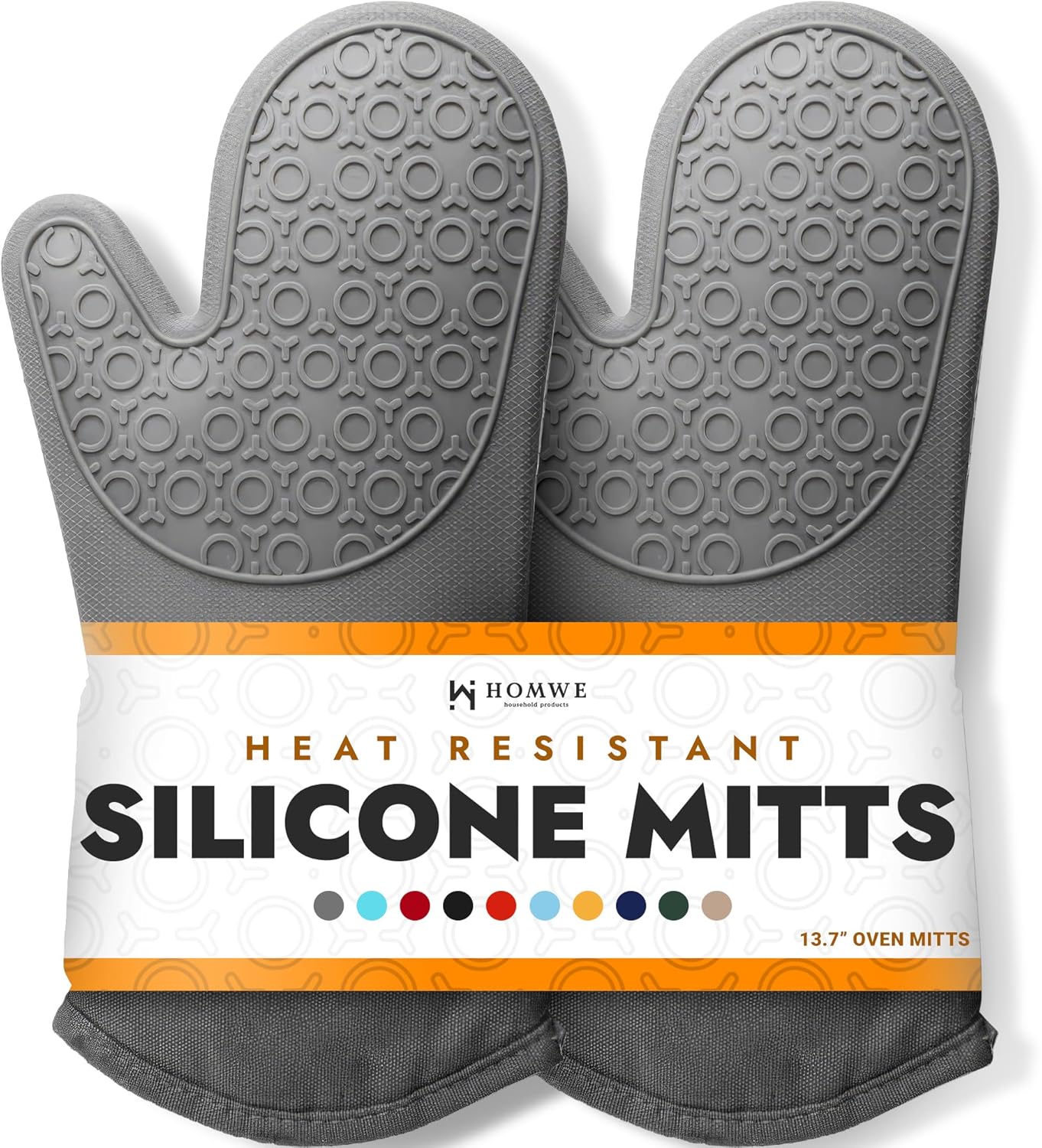 BPA-Free Soft Silicone Oven Mitts - Ultra Heat Resistant Oven Mitts with Thick Cotton Liner - Long Slip Resistant Pot Holders, Flexible Oven Gloves - Royal Blue 13.7"