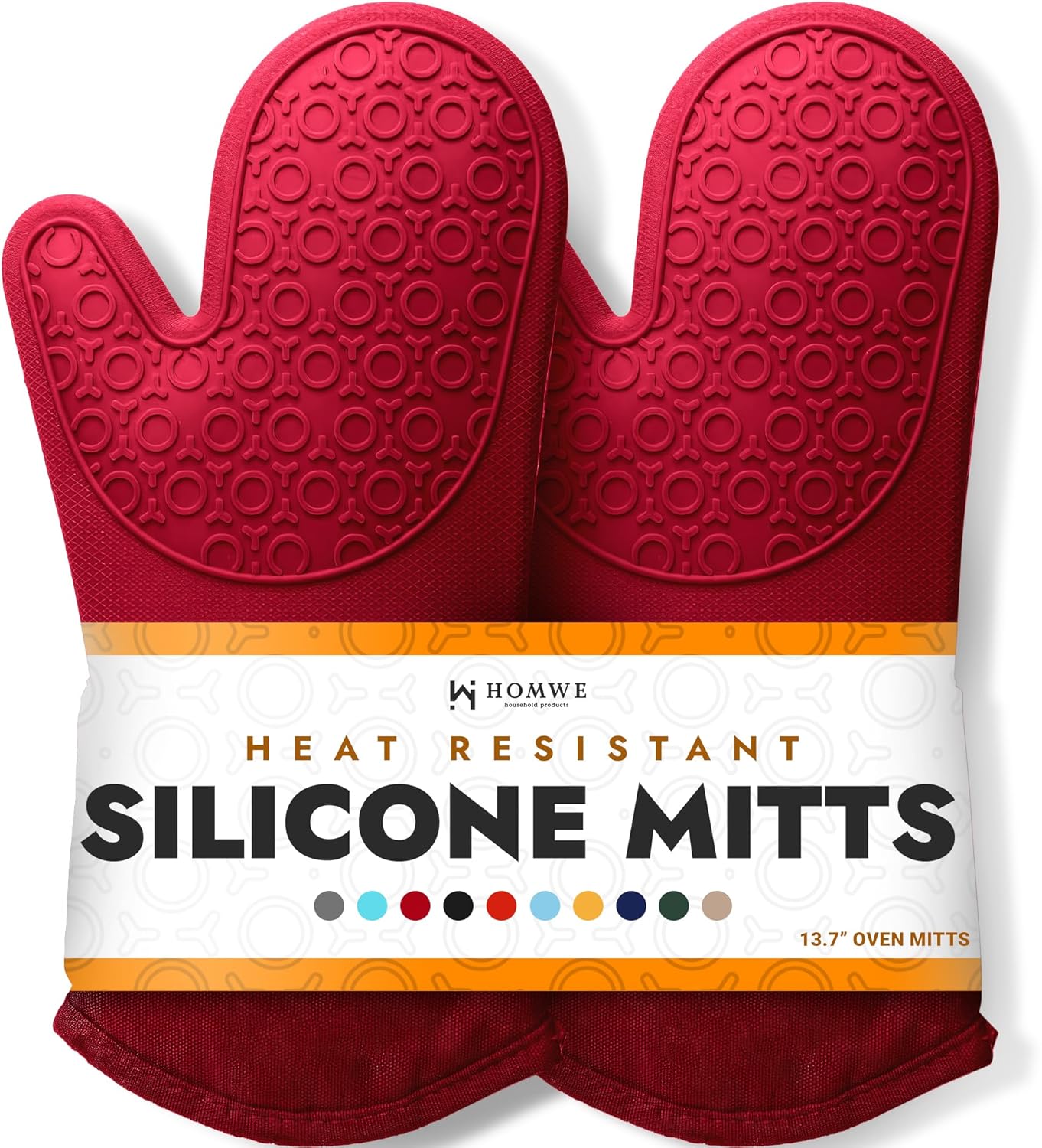 BPA-Free Soft Silicone Oven Mitts - Ultra Heat Resistant Oven Mitts with Thick Cotton Liner - Long Slip Resistant Pot Holders, Flexible Oven Gloves - Royal Blue 13.7"