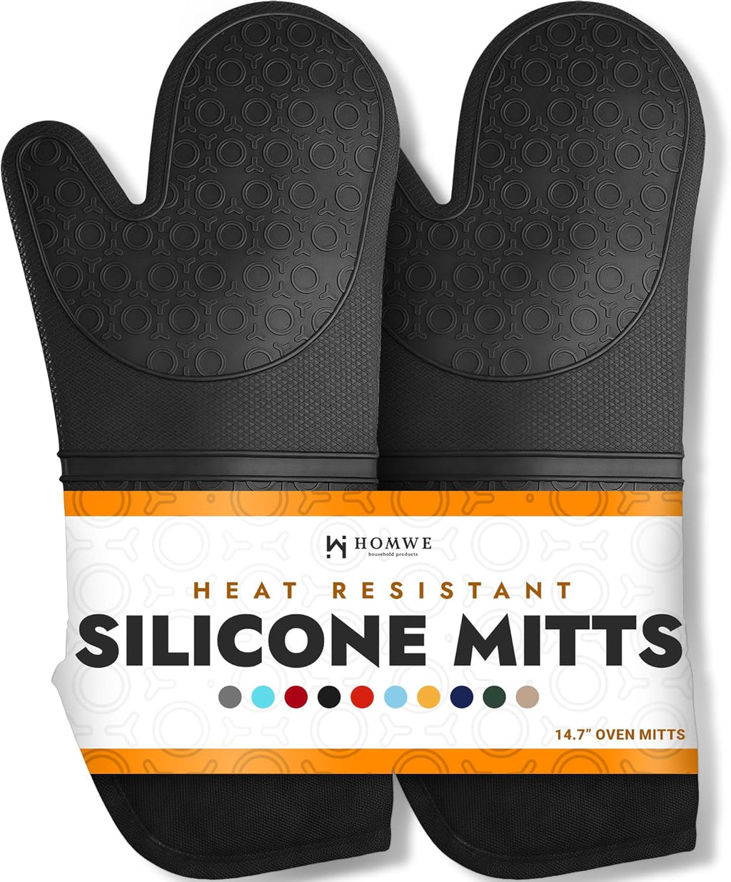 BPA-Free Soft Silicone Oven Mitts - Ultra Heat Resistant Oven Mitts with Thick Cotton Liner - Long Slip Resistant Pot Holders, Flexible Oven Gloves - Royal Blue 13.7"