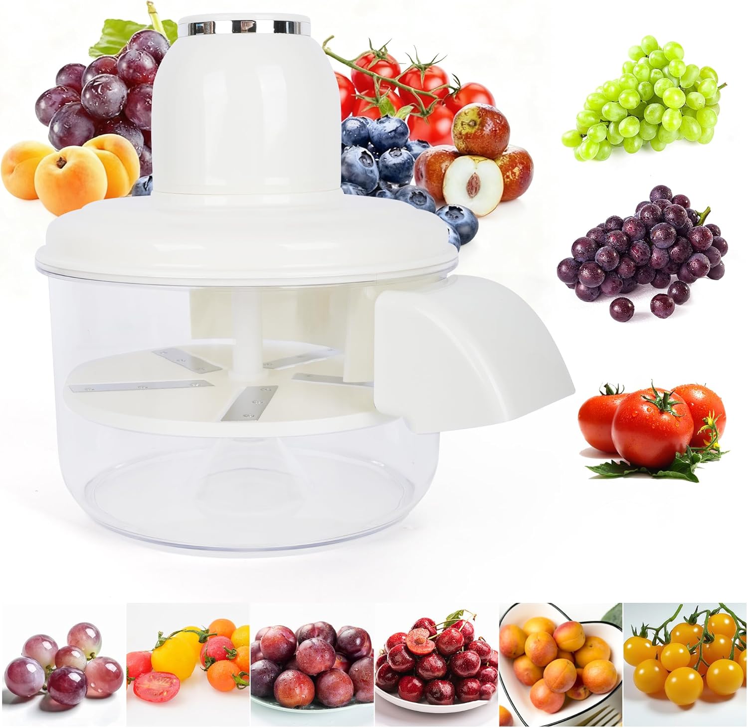 Automatic Grape Peeler Machine, Electric Garlic & Cherry Tomato Peeler Skin Remover Tool for Small Fruits, Effortless Peeling for Home Kitchen (White-1PC)