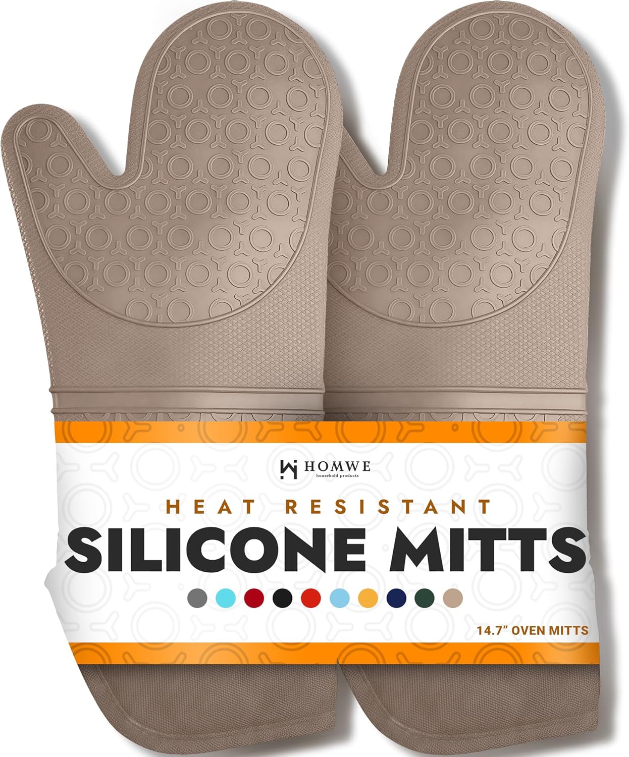 BPA-Free Soft Silicone 4 Piece Oven Mitts & Trivets Set - Ultra Heat Resistant Oven Mitts with Thick Cotton Liner - Long Slip Resistant Pot Holders, Flexible Oven Gloves - Royal Blue