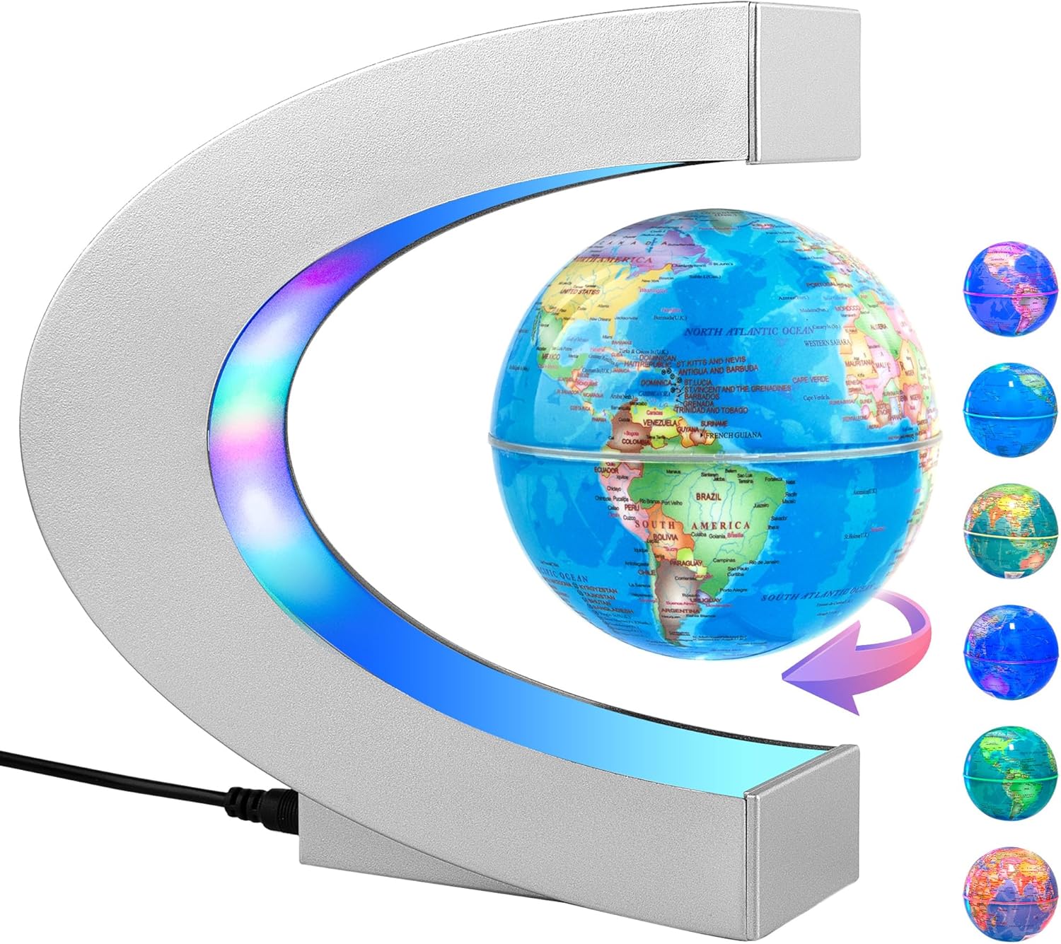 Magnetic Levitating Globe with LED Light - Floating World Map Desk Decor for Office and Home