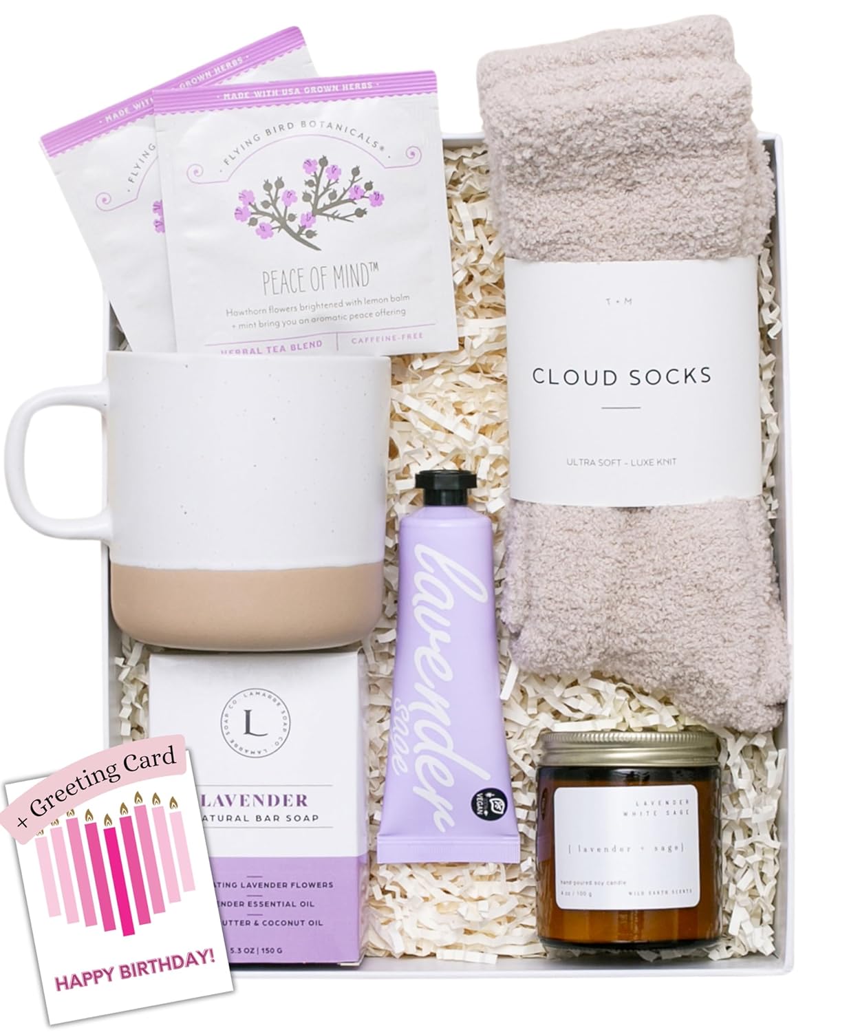 Unboxme Luxury Lavender Spa Gift Set – Relaxation Gift Basket & Care Package for Women with Candle, Bath Bomb, Soap, Cozy Socks, Mug & Tea – Get Well Soon, Sympathy, Birthday Self-Care Gift