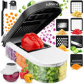 Fullstar Mandoline Slicer for Kitchen - Vegetable Chopper, Onion Potato Food Veggie Fruit Slicer and Cutter with Container, Kitchen Gadgets & Gifts, Home Essentials (All-in-1, White/Black)