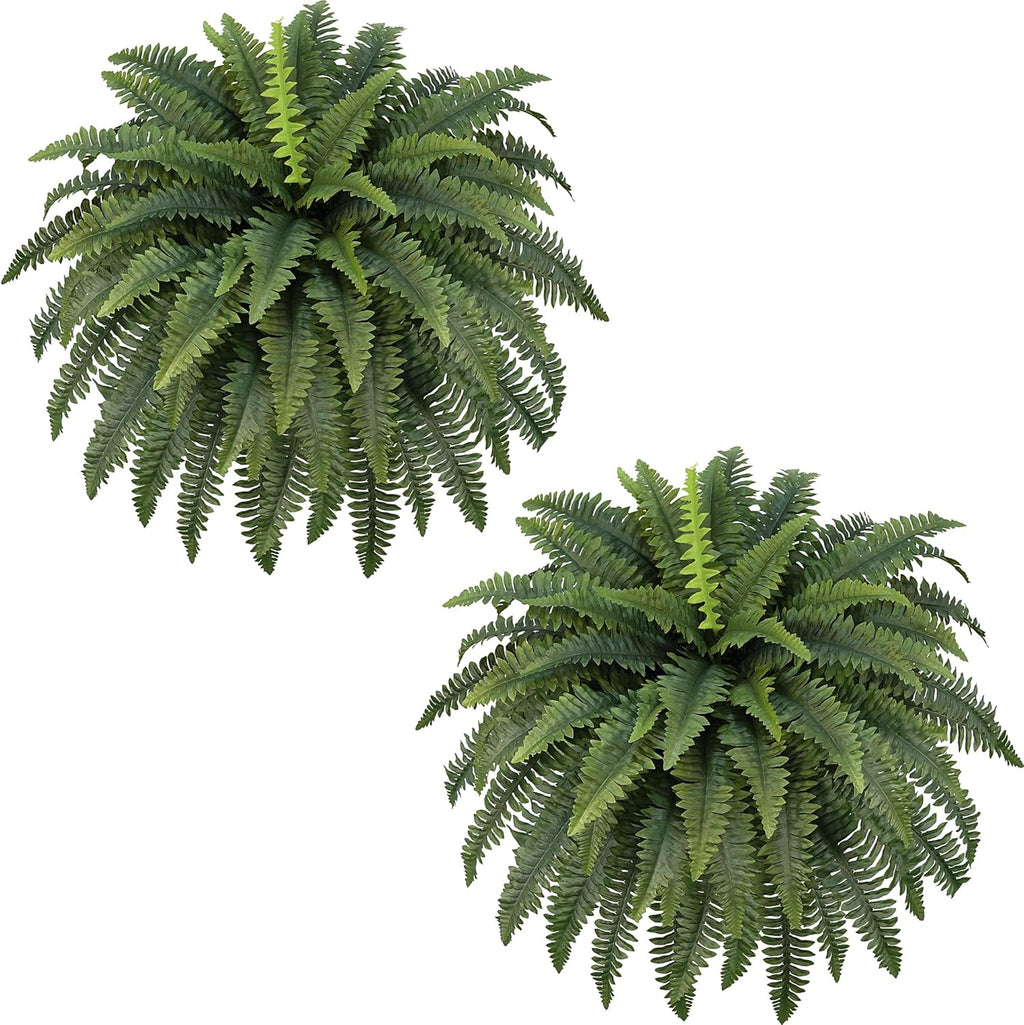 FOREST PRINCE 68" Artificial Ferns for Outdoor, UV Resistant Giant Faux Boston Fern Bush with 92 Fronds, Large Fake Plants Fade Resistant for Porch Patio Garden Home Decor