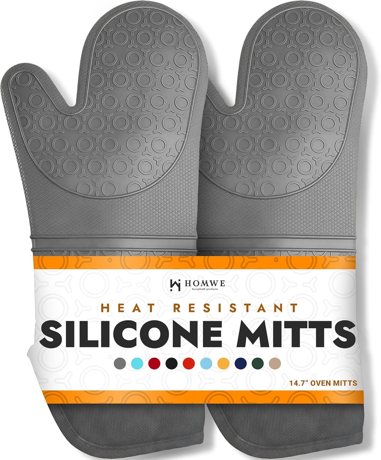 BPA-Free Soft Silicone Oven Mitts - Ultra Heat Resistant Oven Mitts with Thick Cotton Liner - Long Slip Resistant Pot Holders, Flexible Oven Gloves - Royal Blue 13.7"