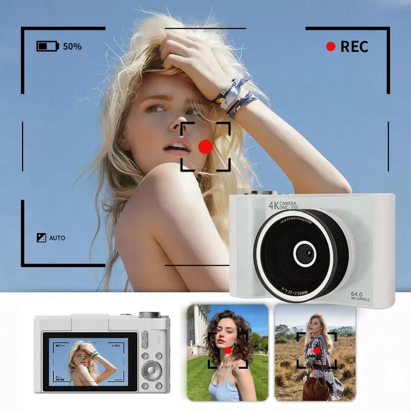 2026 Digital Camera for Photography with Foldable Screen and 32GB SD Card