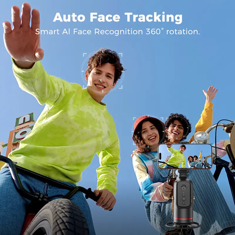 Auto Face Tracking Tripod with Gesture Control, 360° Rotation Smart Phone Mount for Live Streaming