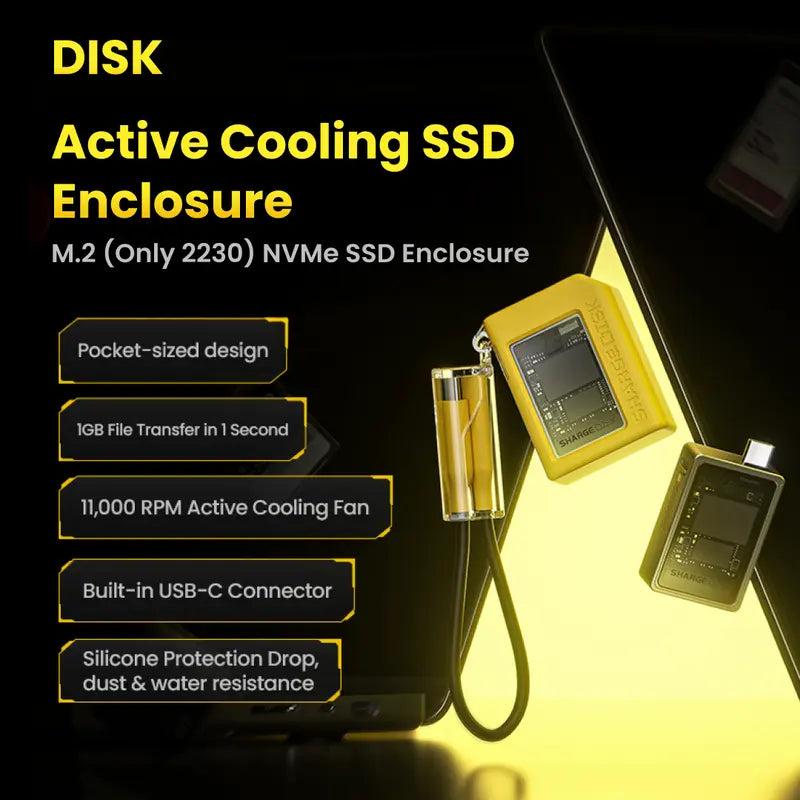 M.2 NVMe SSD Enclosure with Active Cooling System, 10Gbps USB C 3.2 Gen2 for 2230 SSDs