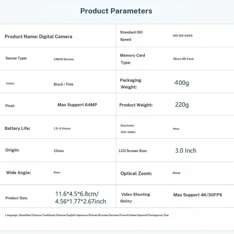 4K Digital Camera with 64MP Resolution, 180° Flip Screen, and 18X Zoom