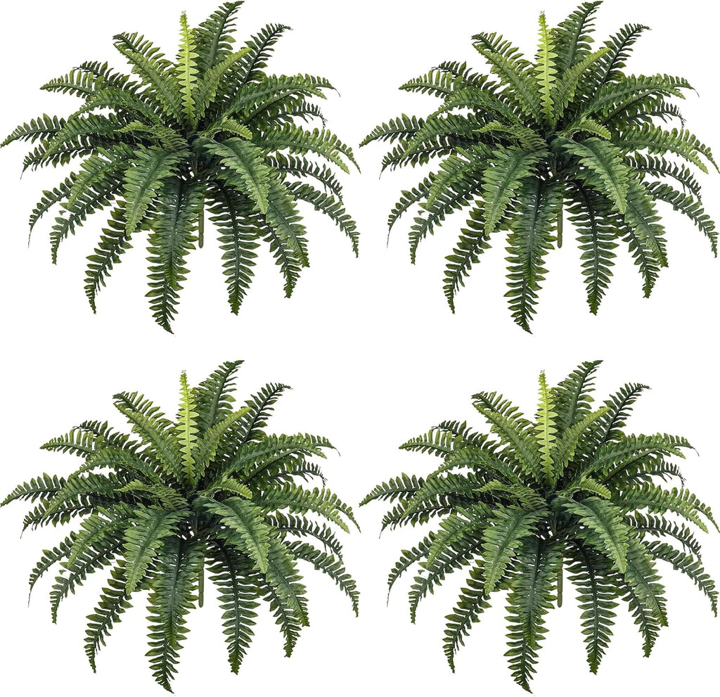 35" Ferns Artificial Bush Plants Large, 2 Artificial Boston Ferns with 39 Fronds for Outdoors Home Decor