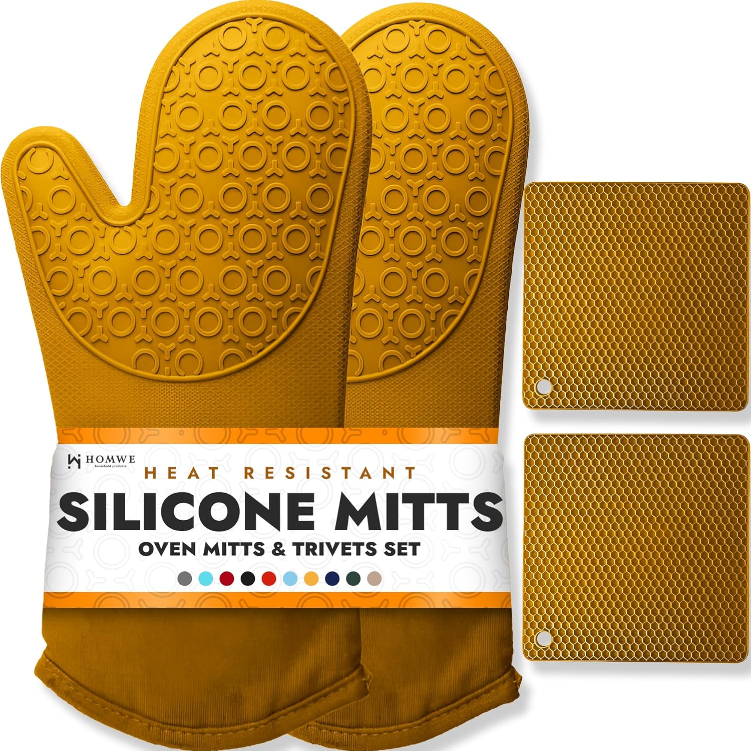 BPA-Free Soft Silicone Oven Mitts - Ultra Heat Resistant Oven Mitts with Thick Cotton Liner - Long Slip Resistant Pot Holders, Flexible Oven Gloves - Royal Blue 13.7"