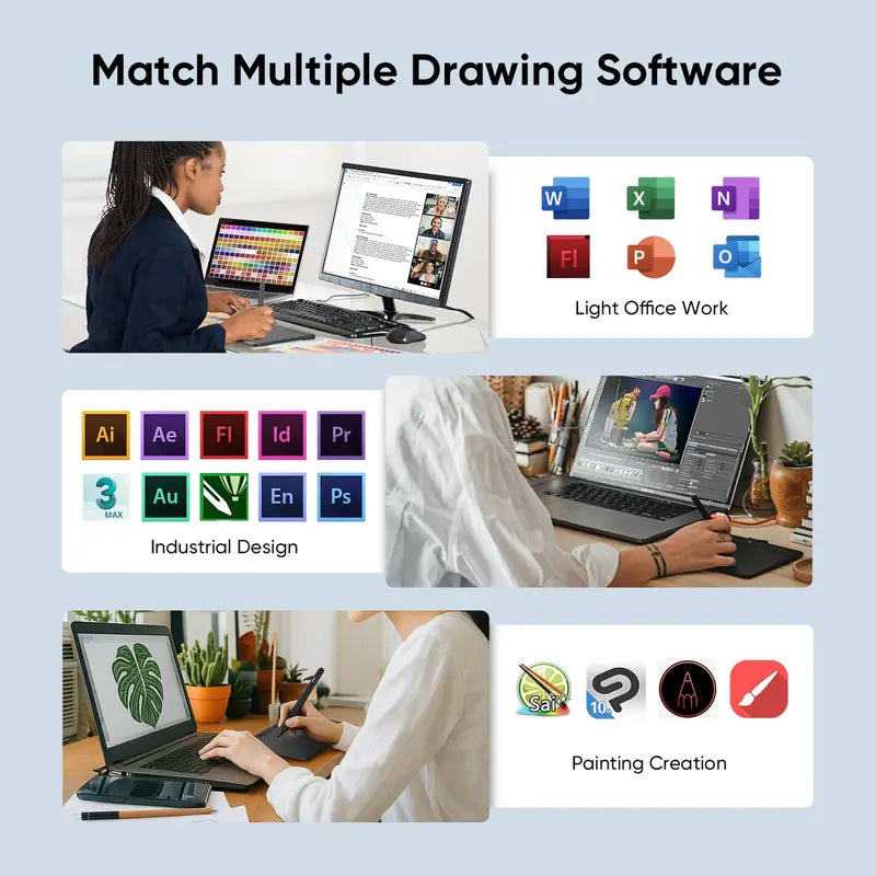 Digital Drawing Pad with 10 Hot Keys, 6.5x4 inch Graphics Tablet with 8192 Levels Battery-Free Stylus