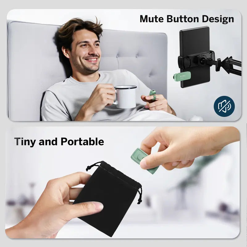 Wireless Page Turner Ring for E-Readers and Tablets with Storage Bag - Hands-Free Remote Control