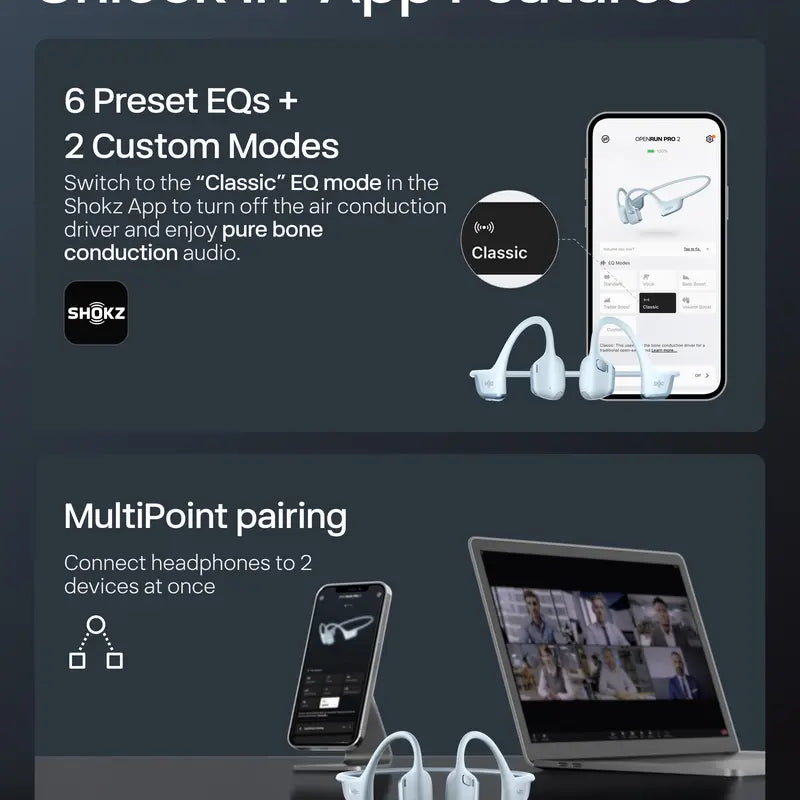 Open Ear Bone Conduction Sport Headphones with Dual-Driver Sound and 12H Battery