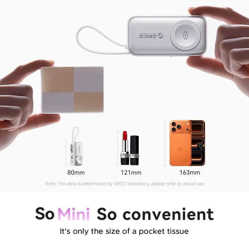 3-in-1 Folding Portable Power Bank with Integrated Cables, Smartwatch Wireless Charging, and Phone Stand