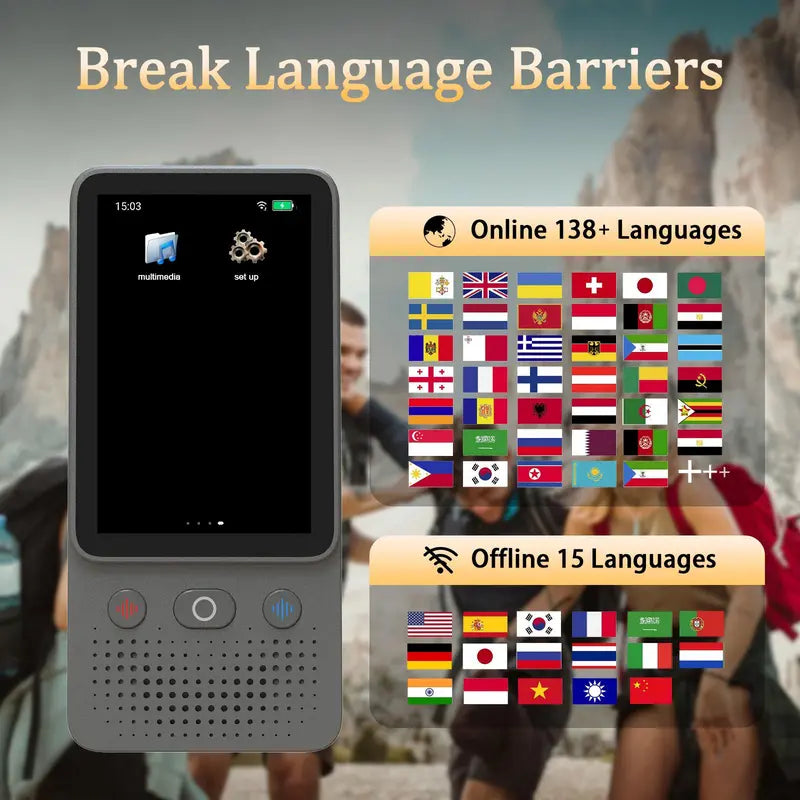 Portable Digital Language Translator Device - 138+ Languages WiFi Touchscreen Real-Time Translator
