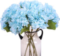 Kimura's Cabin 6pcs Blue Hydrangea Artificial Flowers Silk Fake Hydrangea Flowers with Stems Faux Hydrangeas for Wedding Bouquets Arrangement Home Table Centerpieces Baby Shower Party Decoration