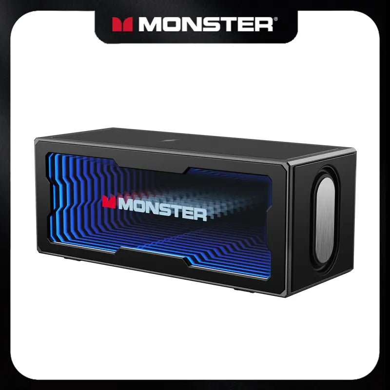 Compact Portable Bluetooth Speaker with 40W Stereo Sound, 3D LED Light Show, and Wireless Charging Station