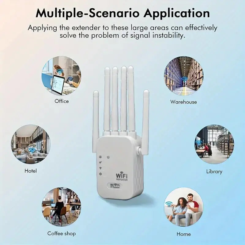 1200Mbps Dual Band Wi-Fi Extender - 5GHz/2.4GHz Repeater with 4 Antennas