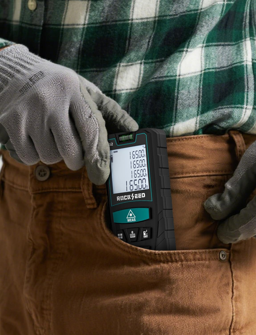 Digital Laser Distance Meter with 2 Bubble Levels, 165Ft Portable Measure for Area and Volume