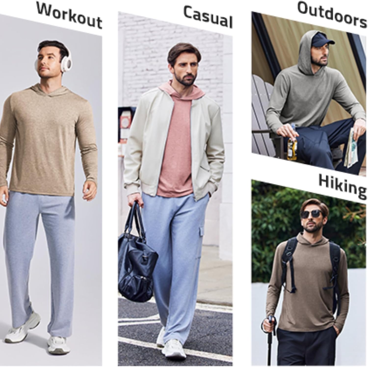 PINSPARK Lightweight Pullover Hoodies for Men Long Sleeve Hoodie for Golf Gym Workout Athletic Sweatshirt