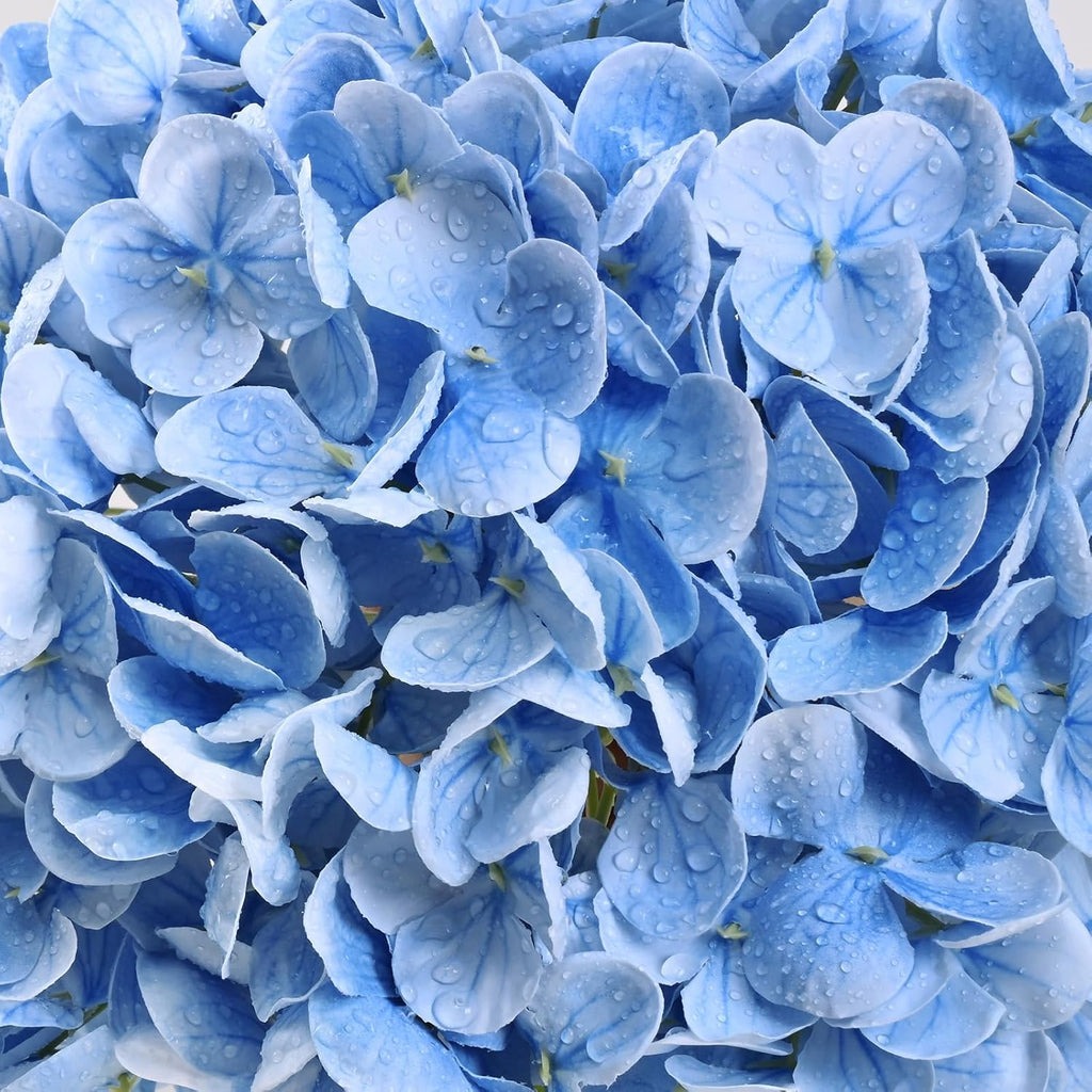 Yastouay 3 Pcs Real Touch Hydrangea Artificial Flowers, 21" Blue Full Faux Hydrangea Flowers Latex Fake Flowers for Home Decor Party Floral Arrangements Wedding Bouquets Centerpieces Outdoor Decor