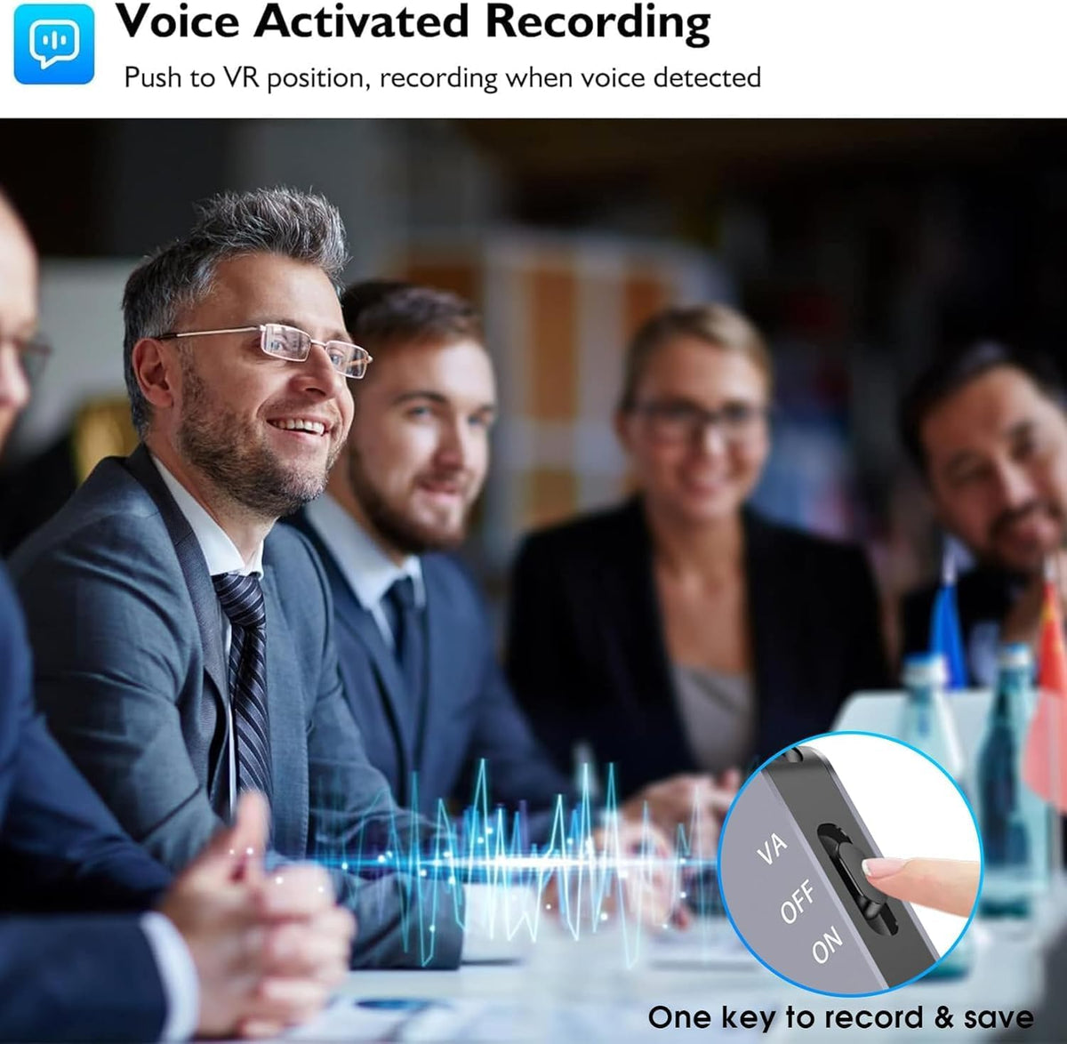 64GB Magnetic Voice Activated Recorder - 40 Hours Continuous Recording with AI Noise Reduction