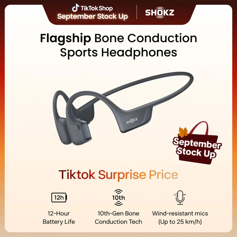 Open Ear Bone Conduction Sport Headphones with Dual-Driver Sound and 12H Battery