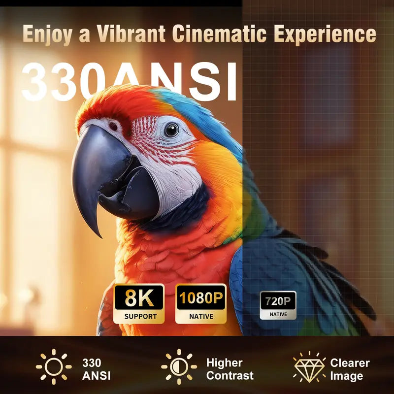 Auto Focus Native 1080P Projector, 330ANSI 8K Decode Smart Home Cinema with WiFi 6 & BT 5.4